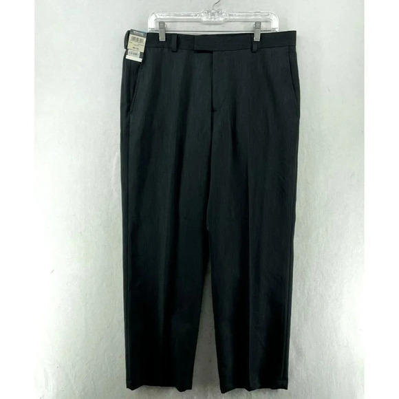 Kenneth Cole Reaction Dress Pants Men Sz 36Wx30L Dark Gray Slacks Textured Stria - Picture 1 of 12
